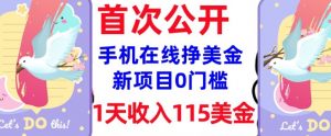 在线挣美金新项目,0门槛,1天收入115美刀,无脑操作,真正被动收入-花小钱干大事