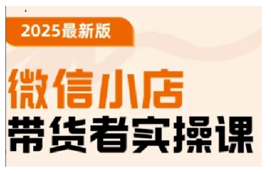 2025最新版微信小店带货者实操课，基础操作到高级运营技巧，快速上手-花小钱干大事