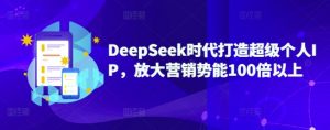 DeepSeek时代打造超级个人IP，放大营销势能100倍以上-花小钱干大事