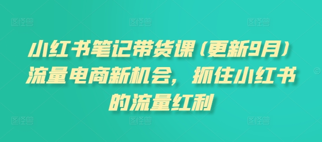 小红书笔记带货课(更新25年3月)流量电商新机会，抓住小红书的流量红利-花小钱干大事