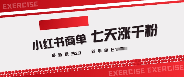 小红书商单2.0最新玩法，3天涨千粉单日变现多张-花小钱干大事