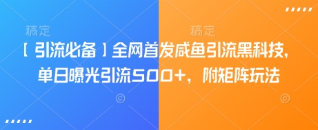 【引流必备】全网首发咸鱼引流黑科技，单日曝光引流500+，附矩阵玩法【揭秘】-花小钱干大事