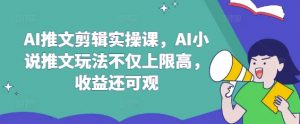 AI推文剪辑实操课，AI小说推文玩法不仅上限高，收益还可观-花小钱干大事