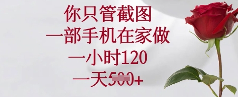 你只管截图，一部手机在家做，一小时120.一天5张【揭秘】-花小钱干大事