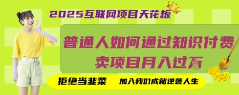 2025互联网项目天花板，普通人如何通过知识付费卖项目月入过W，拒绝当韭菜【揭秘】-花小钱干大事