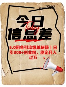 5.0闲鱼引流爆单秘籍,日引300+创业粉,稳定月入过W-花小钱干大事