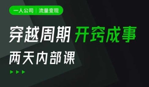 一人公司：流量变现课，一人公司的方法模型拆解， 拆解富人思维，流量思维，小老板思维等-花小钱干大事
