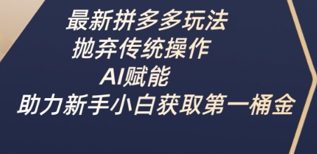 最新拼多多玩法，抛弃传统操作，AI赋能，助力新手小白获取第一桶金-花小钱干大事