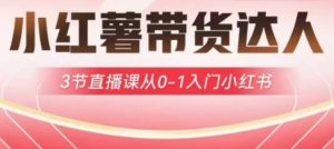 小红薯达人带货启航计划,3节直播课从0-1入门小红书-花小钱干大事
