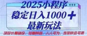 2025小程序稳定日入1k，最新玩法项目长期稳定，短期是利，人人可为，变现快且可观【揭秘】-花小钱干大事