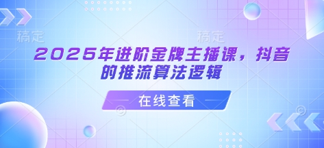 2025年进阶金牌主播课，抖音的推流算法逻辑-花小钱干大事