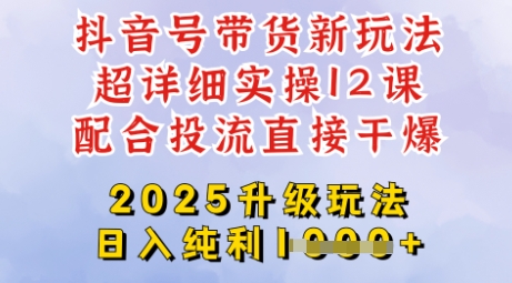 2025全新升级抖音带货玩法，一天纯利四位数，从剪辑到选品再到发布投流，超详细玩法揭秘-花小钱干大事