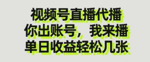 视频号直播代播，你出账号我来播，单日收益轻松几张【揭秘】-花小钱干大事