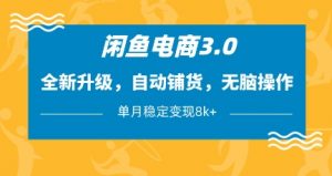 闲鱼电商3.0,全新升级,自动铺货,无脑操作,单月稳定变现8k+【揭秘】-花小钱干大事