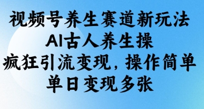 视频号养生赛道新玩法，AI古人养生操，疯狂引流变现，操作简单，单日变现多张-花小钱干大事