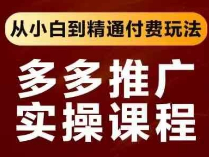 拼多多推广实操课程，从小白到精通付费玩法-花小钱干大事