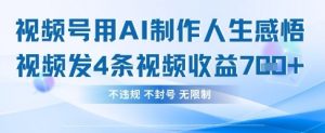 用AI做人生感悟视频，4条视频当天收益782-花小钱干大事