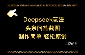 Deepseek头条问答截图，制作简单，轻松原创-花小钱干大事