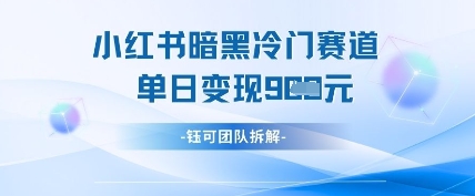 小红书冷门”暗黑”赛道，单日收益多张-花小钱干大事