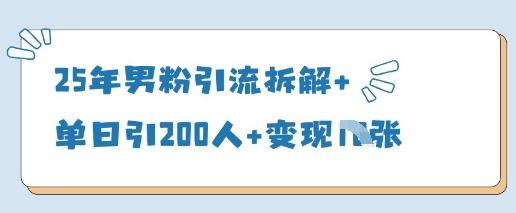 25年男粉引流拆解+单日引200人+变现多张-花小钱干大事