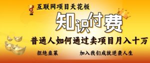 互联网项目天花板,知付付费项目,普通人如何通过卖项目月入十个,拒绝韭菜【揭秘】-花小钱干大事