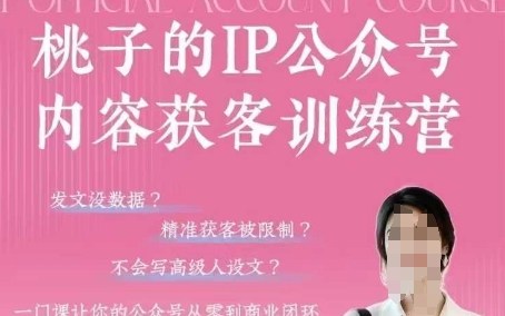 桃子IP公众号内容获客训练营(第3期)，一门让你公众号从0到商业闭环的课程-花小钱干大事