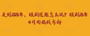 走到2025年，短剧还能怎么玩？短剧25年4月份搞钱方向-花小钱干大事