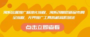 淘系运营推广标准化流程，​淘系改版后新品布局全流程，无界推广工具拆解高阶玩法-花小钱干大事