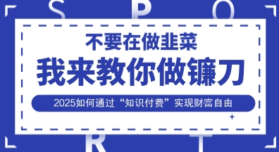 韭菜生涯终结者，我来教你做镰刀，2025如何通过“知识付费”实现财F自由【揭秘】-花小钱干大事