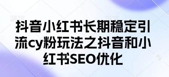抖音小红书长期稳定引流cy粉玩法之抖音和小红书SEO优化-花小钱干大事