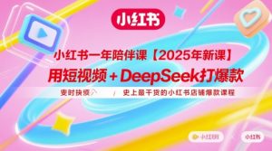 小红书一年陪伴课【2025年新课】,用短视频+deepSeek打爆款,史上最干货的小红书店铺爆款课程-花小钱干大事
