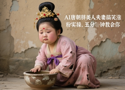 AI唐朝胖美人夫妻搞笑涨粉实操，五分钟教会你-花小钱干大事