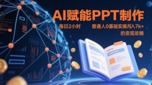 AI赋能PPT制作,每日2小时,普通人0基础实操月入7k+ 的变现攻略-花小钱干大事