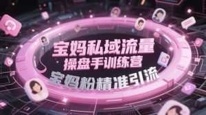 宝妈私域流量操盘手训练营，宝妈粉精准引流-花小钱干大事