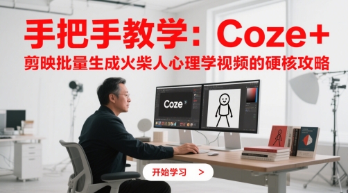 手把手教学：Coze + 剪映批量生成火柴人心理学视频的硬核攻略-花小钱干大事