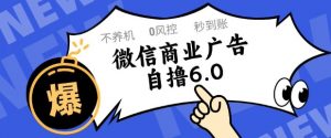 微信商业广告自撸玩法6.0,不养机,0封控,单号50+可矩阵操作【揭秘】-花小钱干大事