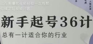 新手起号36计2.0,四年行业沉淀,上百条爆款视频经验一次性帮你搞定短视频问题-花小钱干大事